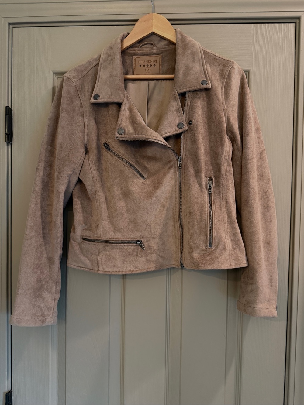 Blank NYC Taupe Suede Moto Jacket
